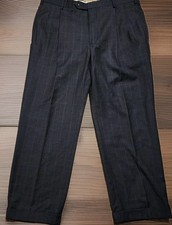 NWT Brooks Brothers Windowpane Wool Pleated Cuffed Dress Pants 36W 30 29 L Blue