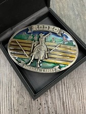 1977 Vintage Bergamot Brass Works Rodeo Belt Buckle America  s 1 Sport Painted