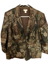 Chico s Blazer Jacket Greens Various Lightweight Size 1 10-12