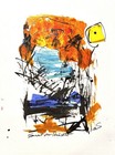 Original Abstract 9x12 Sunset Paper Hand Drawn Signed Living Room Wall Decor 24 — photo 7