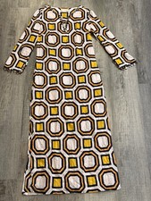 $330 Tory Burch Geo Embellished Printed Cotton-Voile Kaftan Resort Boho Sz XS