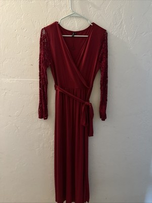 Kranda Womens Maternity V Neck Party Long Maxi Dress Red MEDIUM