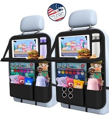 Organizador para asiento trasero de coche con bandeja para mesa, 9 bolsillos