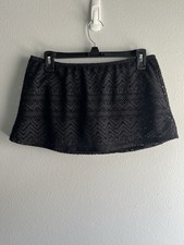 Catalina Women  s Small 4-6 Black Crochet Lace Skirted Bikini Swim Bottom