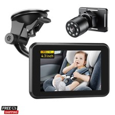 Baby Car Camera, 4.3" HD Night Vision Car Baby Monitor with Camera, Safety Se...