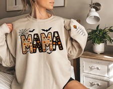 Personalised Spooky Mama Halloween Sweatshirt Custom Mum Sweater Kids Names