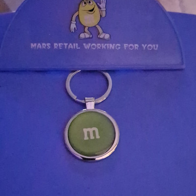 M&M's 2014 Original Candy & Nuts Keychain Keyring, Blue/Green/Silver