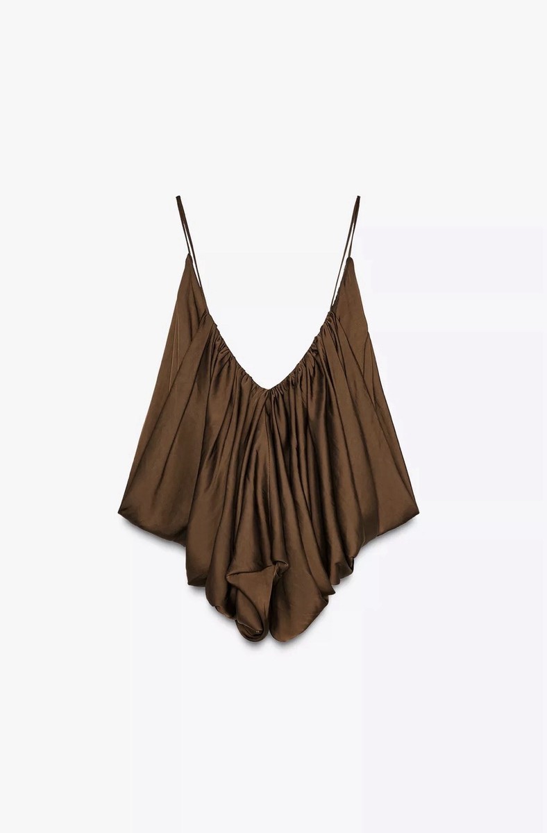 ZARA ZW COLLECTION TABACCO DRAPED SATIN EFFECT TOP XS, M, NWT