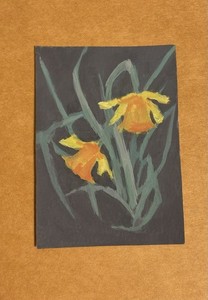 ACEO Original Flower Floral Watercolor & Gouache Painting on Paper, Small