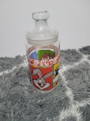 Warner Brothers Looney Tunes Collectible Glass Canister with Lid, 10-1/2'' High