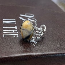 Mexican Crazy Lace Agate Natural Stone Oval Cabochon Stainless Steel Ring OS