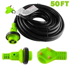 50 Foot 30 Amp RV Extension Power Cord 100% Copper Wires Trailer Motorhome Twist