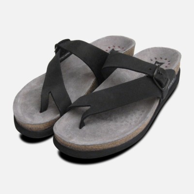 Helen Toe Post Black Ladies Mephisto Sandals UK - Main Image
