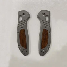 Titanium Alloy inlaid with Wood Handle Scale For Benchmade Griptilian 555/556