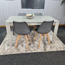 Image of GREY DINING TABLE AND 4 CHAIRS KITCHEN SET OF 4