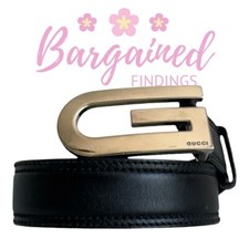 Authentic Gucci Black Men's Leather Silver Large G Buckle Belt 100/40