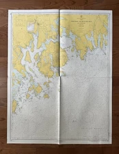 Vintage 1967 Frenchman and Blue Hill Bays Maine Nautical Map Chart - 42”x 34”