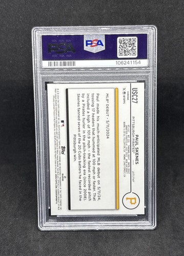 2024 Topps Chrome Update #USC27 PAUL SKENES Rookie RC PSA 10 - Picture 3 of 3