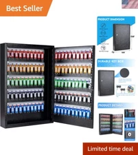 Key Box Wall Mount 100 Position Metal Valet Key Cabinet Lock Box with Key Tag...