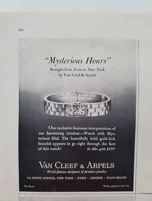 1948 Van Cleef & Arpels watch with mysterious dial 18 karat vintage jewelry ad