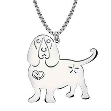 Basset Hound Stainless Steel Silver Plated Pendant Necklace Women Men Dog Lover