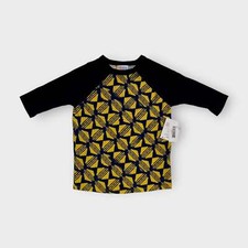 LuLaRoe Sloan Top Kids 4 NWT Yellow/Black/Blue Abstract 3/4 Sleeve