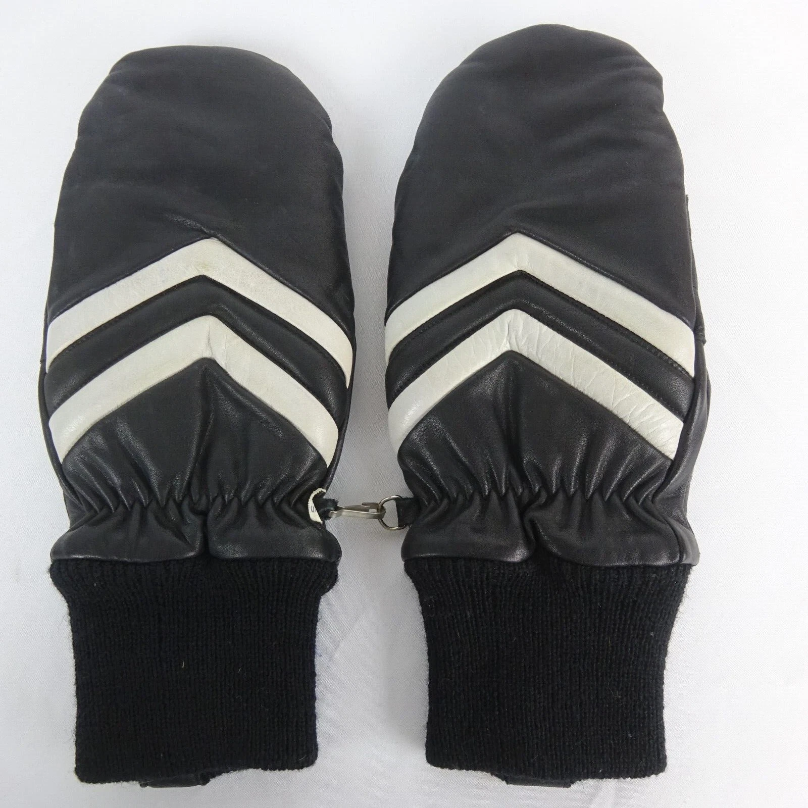 Vintage Hampshire Import Black & White Leather Snow / Ski Gloves ~ Japan ~Small