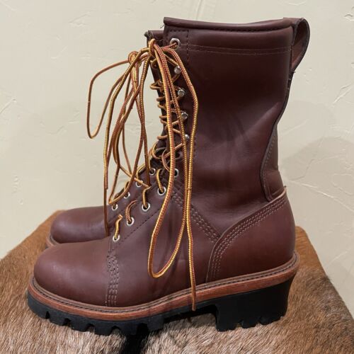 J.H. HALL Lineman Boots Vibram Mens Size 7 D Style J26188 Leather Round Toe