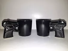 2 Black Pistol Shaped Shot Glasses Big Mouth Toys 4x2 Inches