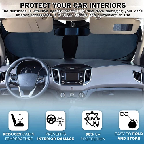 75''x 35'' Universal Folding Front Rear Car Window Sun Shade Auto Visor Cover - Picture 5 of 12