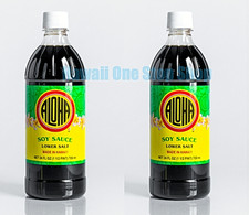 2 Aloha Shoyu 24 oz bottle Hawaiian Soy Sauce LOWER SALT LOWER SODIUM 2 bottles