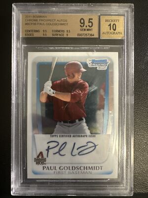 2011 Bowman Chrome Paul Goldschmidt RC Autograph. BGS 9.5, Auto 10 
