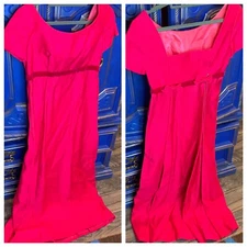 Vintage 1960s Lorrie Deb Dress Bright Pink Prom Small Princess Bows Bridgerton