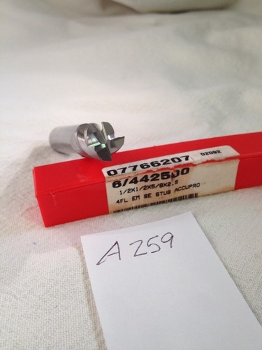 1 NEUER ACCUPRO 1/2 ZOLL DURCHMESSER HARTMETALL-SCHAFTFRÄSER 07766207. 4 fl. STUB 5/8" LOC -A259 - Bild 2 von 2
