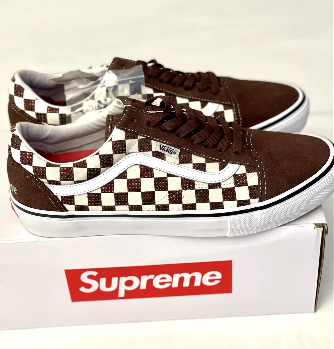 Supreme X Swarovski X Vans Old Skool - Brown Size US 12
