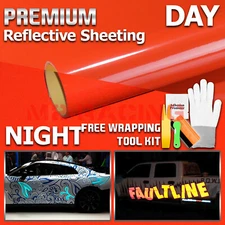 【Reflective】 Red Car Vinyl Wrap Sticker Decal Graphic Sign Adhesive Sheet Film