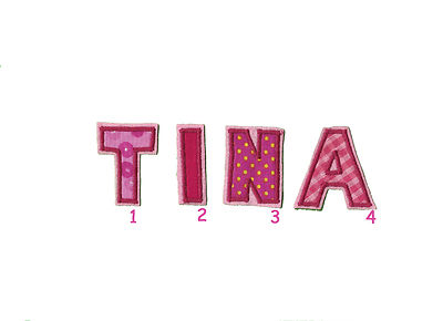 Buchstabe 1 Aufnäher zum aufbügeln #09 PP # Neu Applikation (5H) PINK Name