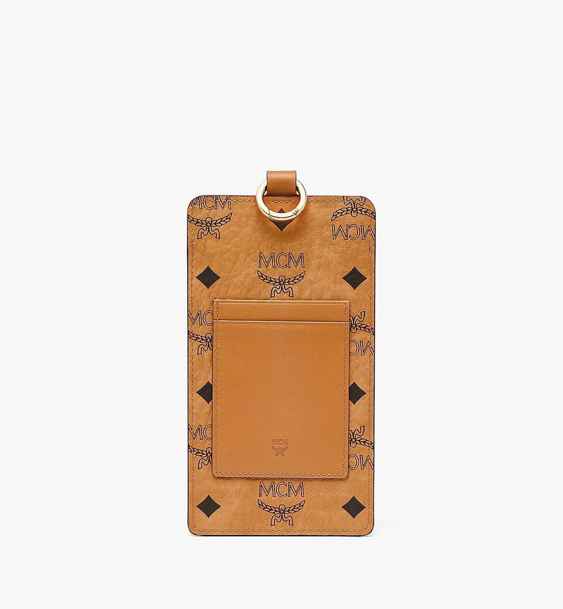 MCMレザー ケース MCM L50959 Cognac Visetos Original ID Lanyard Phone Case 7x4 in