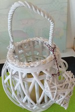 Windlichter:6tlg.:2x weiß,Rattan, +Glaseinsatz+LED Kerzen (incl.Batt.) NEU