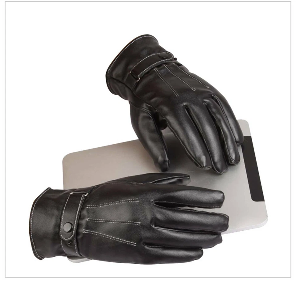 Mens Winter Warm Leather Touch Screen Gloves Full Finger Driving Smartphone AU - image 3 of 4