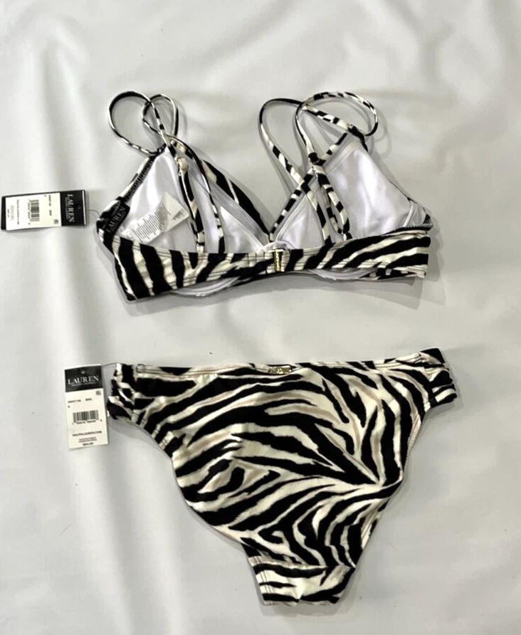 Bikini Ralph Lauren Doble Correa Twist Con Aros 2 Piezas - Talla 6 - Estampado Cebra Foto 4 de 4