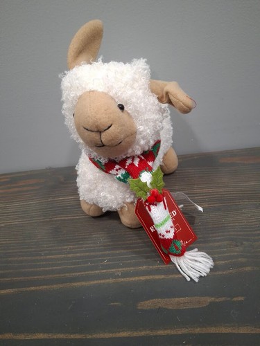 Plush Fuzzy Lamb Sheep Colorful Scarf 10 x 10 x 5 inch White - Picture 3 of 10