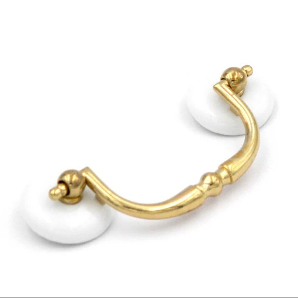 BELWITH Ultra Polished Brass 3" Centers Drop Bail Handle Pull P752-UB