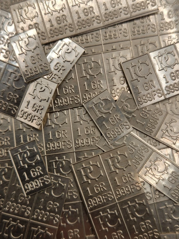 100 barras de plata de 1 grano cada una barras de plata .999 tamaños mixtos preparadores lingotes de dinero Foto 4 de 4