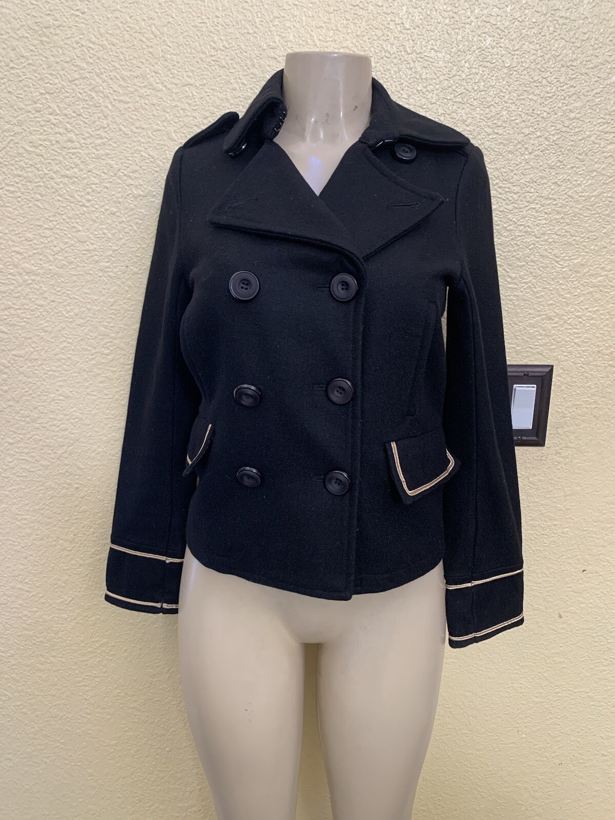 Zara Basic Size Medium Black Cropped Military Sty… - image 1