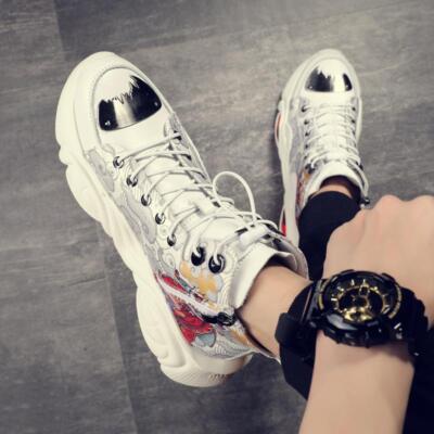 Men's Fashion Casual Chinese Dragon Cartoon Breathable Wedge