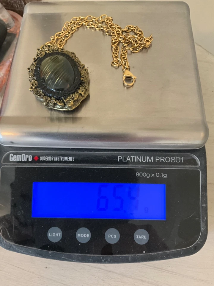 巨大拉长石吊坠项链手工手工 — 第 4/4 张图片