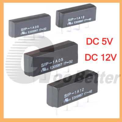 SIL-DIL-Reed-Relais DC 5V 12V Schließer = 1xEIN 4 Pin / SIP-1A05 SIP-1A12