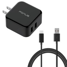 QUICK HOME CHARGER 30W 6FT USB CABLE 2-PORT USB POWER CORD for PHONES  TABLETS