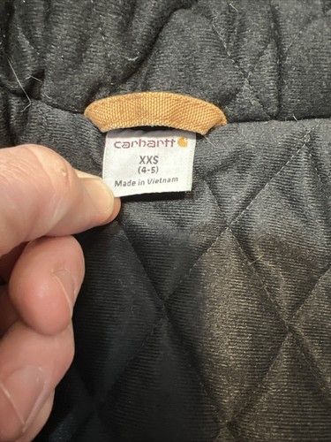 Carhartt Quilt Lined Jacket Size XXS 4-5 Youth Hooded Chore Coat Tate Dutton - Picture 16 of 16